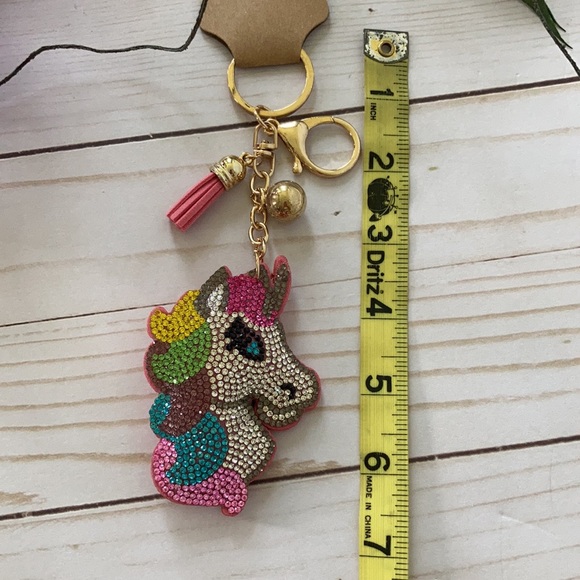 Rhinestone Unicorn Keychain - Picture 3 of 5